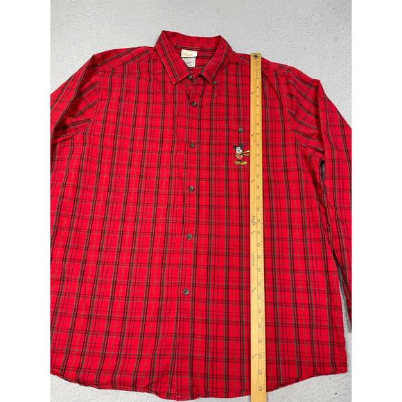 Vintage Disney Store Mens Size L Winter Red Button Up Shirt Mickey Mouse - Picture 6 of 12